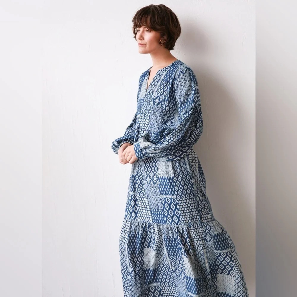 Nwt Matta Jade Patchwork Dress In Natural Indigo Size Xs — image 4 of 8